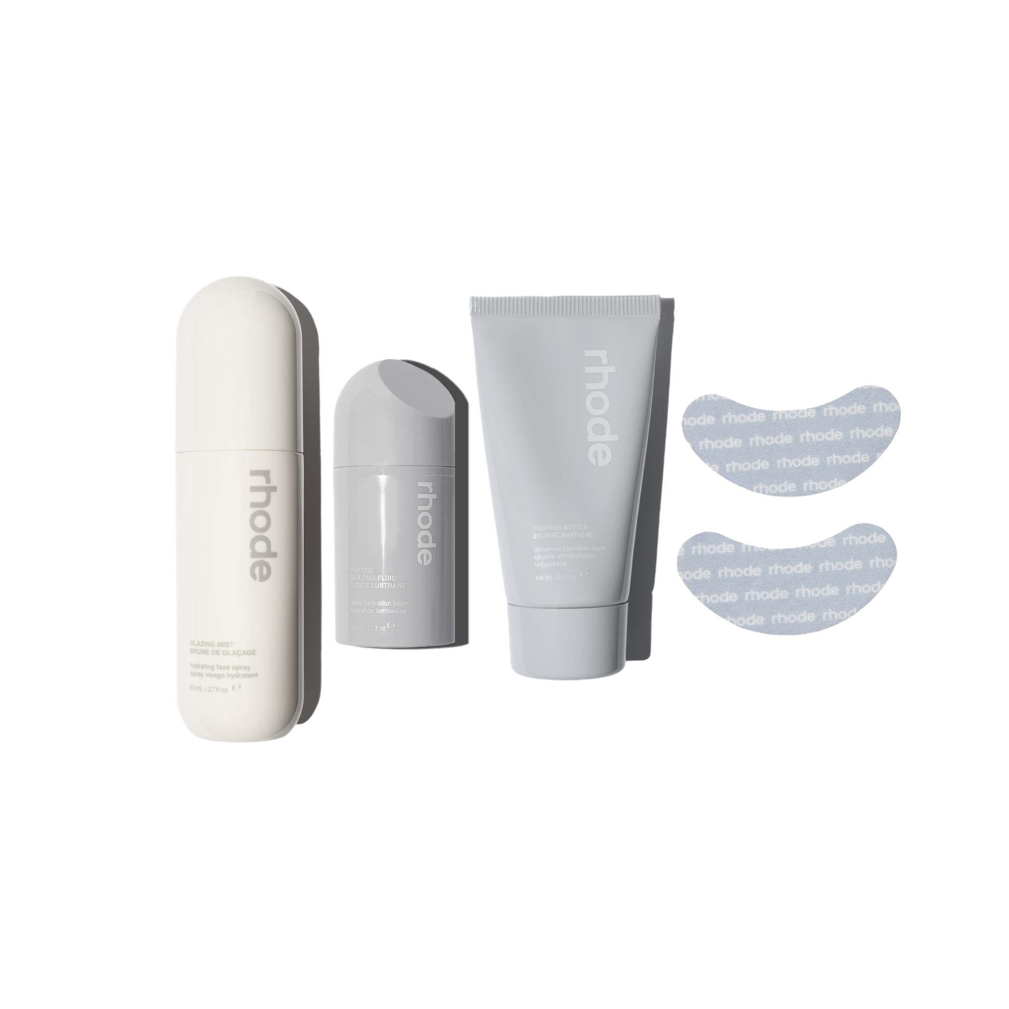 glazing mist, peptide glazing fluid, barrier butter, rhode eye prep